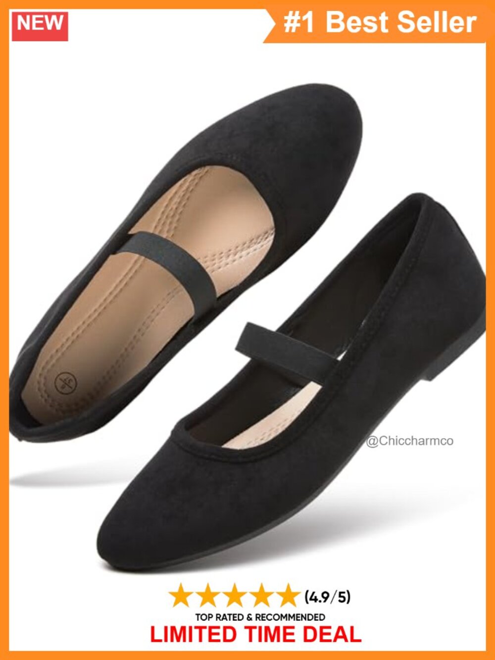 Suede Mary Jane Ballet Flats Round Toe Slip On Dress Shoes